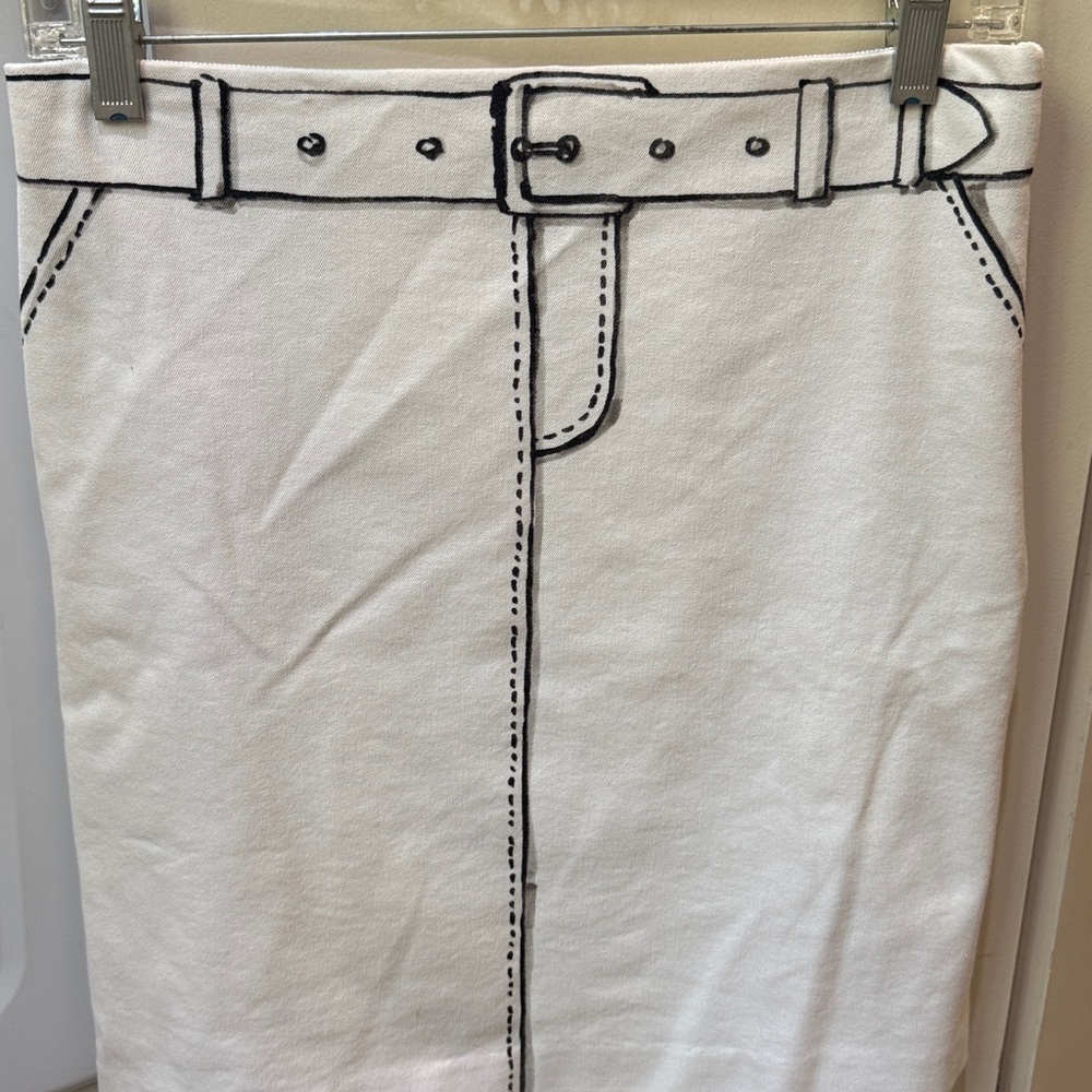 White Skirt with Black Outline Design